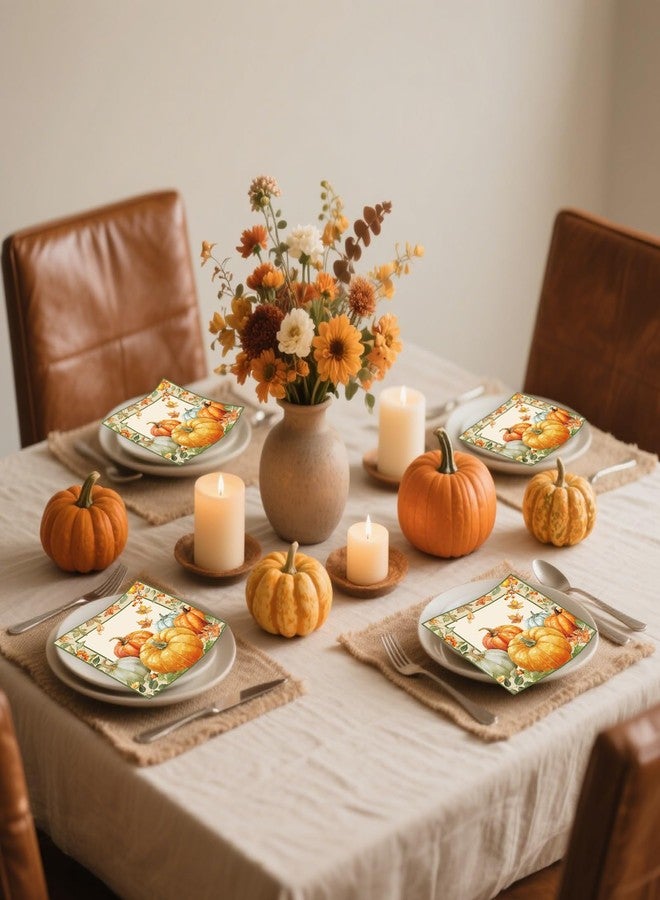 HiEnjoin 50PCS Fall Napkins, Pumpkin Thanksgiving Paper Napkins for Birthday Harvest Thanksgiving Party Decorations - Image 4